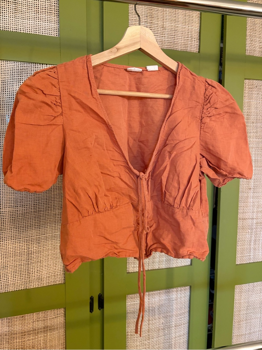 Levi's Rust Orange Cropped Tie-Front Top
